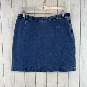 VTG Emanuel Ungaro Liberte Dark Blue Cotton Denim A-Line Mini Skirt Size 10 / 44